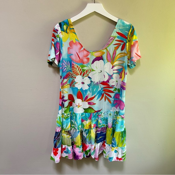 Jams World~Tiered Tropical Floral Wearable Art Hawaiian Hattie LUAU Dress~ sz XS - Picture 13 of 13